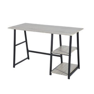 Homeroots Modern Geo Dark Grey Home Office Table With Storage Shelves   475986