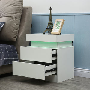 Homeroots 20" White Two Drawer Lighted Nightstand   475987