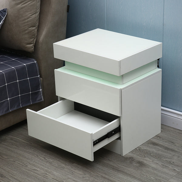 Homeroots 20" White Two Drawer Lighted Nightstand   475987