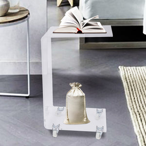 Homeroots 20" Clear Acrylic Rolling Nightstand   475989