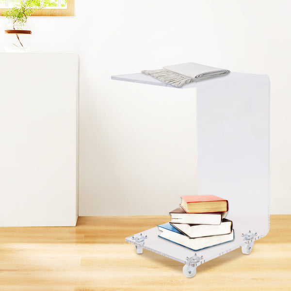 Homeroots 20" Clear Acrylic Rolling Nightstand   475989