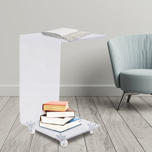 Homeroots 20" Clear Acrylic Rolling Nightstand   475989