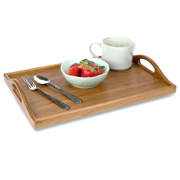 Homeroots Designer Solid Teak 19" Serving Tray   475990