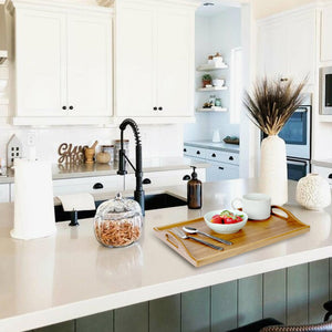 Homeroots Designer Solid Teak 19" Serving Tray   475990