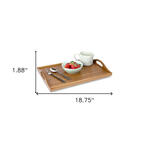 Homeroots Designer Solid Teak 19" Serving Tray   475990