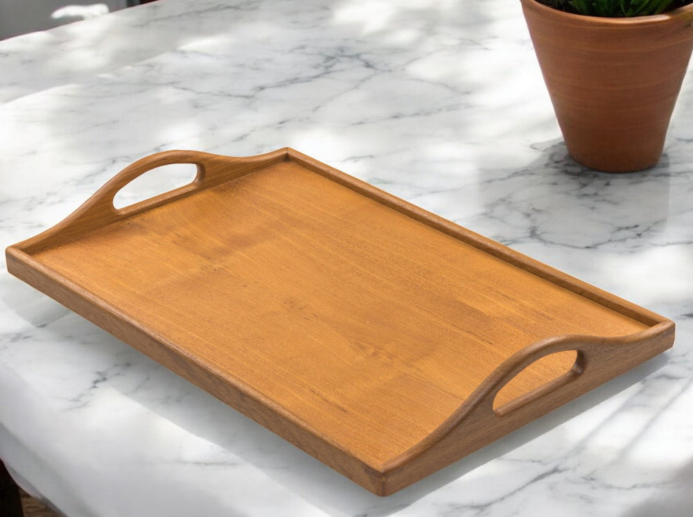 Homeroots Designer Solid Teak 19" Serving Tray   475990
