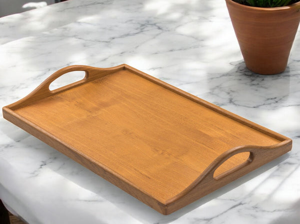 Homeroots Designer Solid Teak 19" Serving Tray   475990