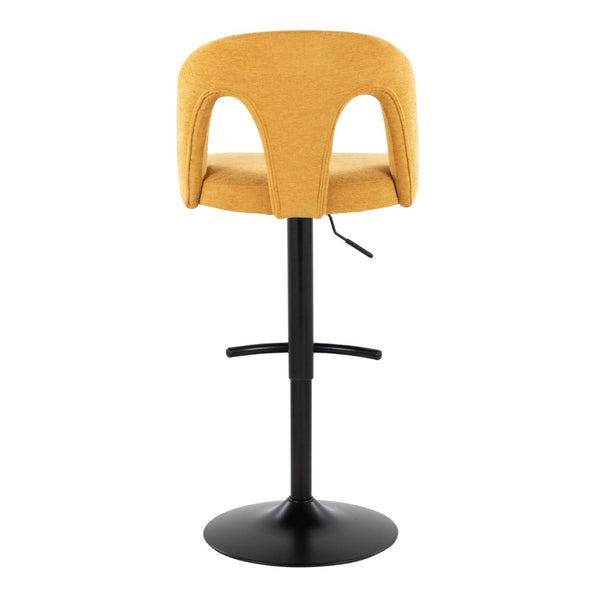 English Elm Adjustable Swivel Barstools Set of 2 Bold Yellow Fabric Matte Black Metal Frame B202S01952