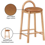 Calvin Cognac Vegan Leather Stool 475Cognac-C Meridian Furniture