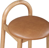 Calvin Cognac Vegan Leather Stool 475Cognac-C Meridian Furniture