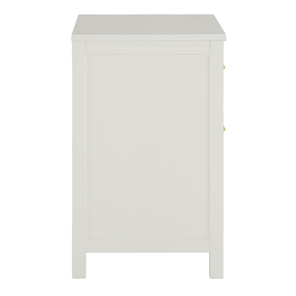 Homelegance Danica Rubberwood Nightstand with Gold Hardware Two Drawers and Open Shelf Storage White 475WH-4