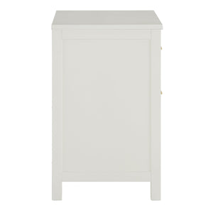 Danica Rubberwood Nightstand with Gold Hardware Two Drawers and Open Shelf Storage