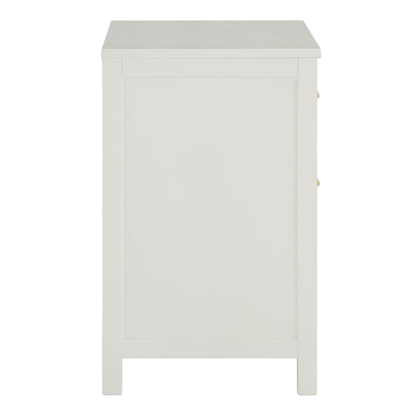 Danica Rubberwood Nightstand with Gold Hardware Two Drawers and Open Shelf Storage