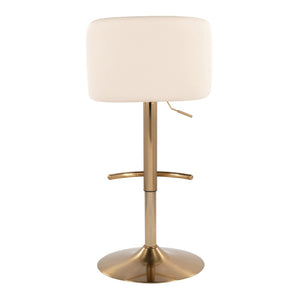 English Elm Contemporary Swivel Barstools Set of 2 Faux Leather Seats Gold Pedestal Base B202S01045