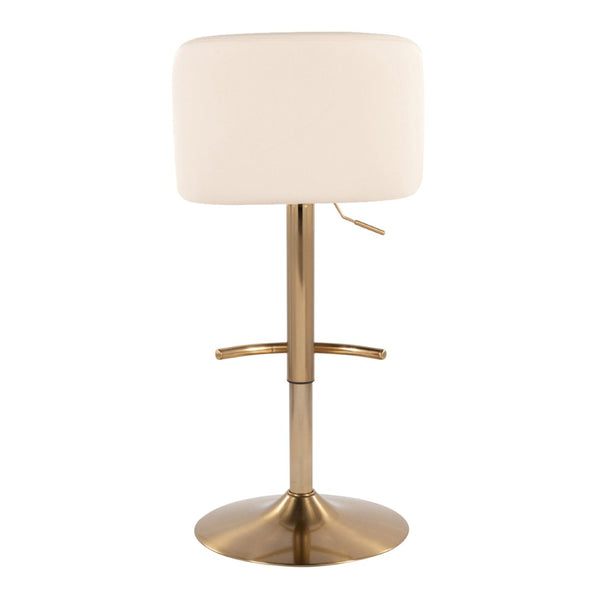 English Elm Contemporary Swivel Barstools Set of 2 Faux Leather Seats Gold Pedestal Base B202S01045