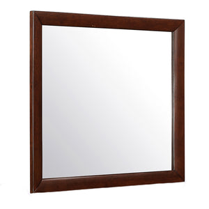 English Elm LUCILLE Large Wall Mirror with Sleek Frame and Rich Finish, Solid Wood Construction, Dresser-Ready Mounting Red+Brown 40.98 L x 37.68 W x 2.01 H B201P294790