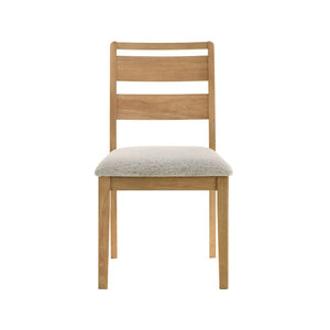 English Elm Set of 2 Ladder Back Dining Chairs Washed Oak Frame Bouclé Cushion Farmhouse B016P453424