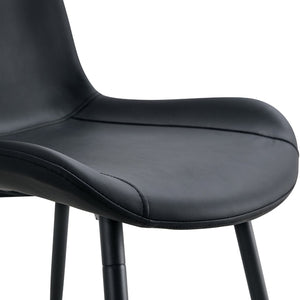 English Elm Black Faux Leather Dining Chairs Set of 4 with Curved Seats and Slim Metal Legs W1151P408848