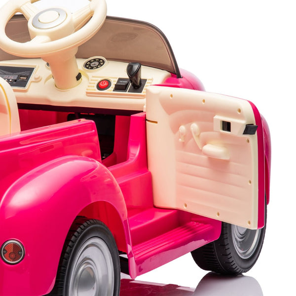 English Elm 12v Chevrolet 3100 Licensed Vintage Pickup Ride on Truck with Led Lights and Parent Remote Pink W1578P214161