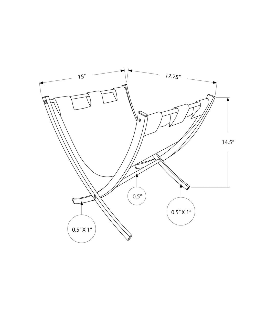 English Elm Magazine Freestanding Leather-Look Rack with Chrome Frame for Living Room, Office & Bathroom Storage B2710P218917