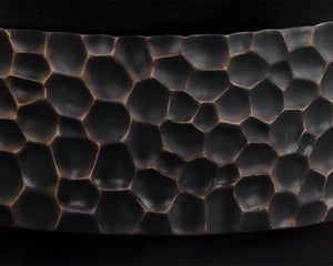 Sunpan Mersin 59" Hand-Hammered Dining Table in Black Concrete with Brass Accents for Stylish Spaces