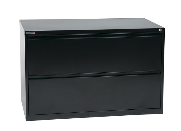 OSP Home Furnishings 42" Wide Lateral File Cabinet Two Drawer with Locking Security and Ball Bearing Slides LF242-B