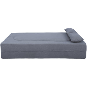 English Elm 2-in-1 Convertible Sofa Bed - Full Size Folding Loveseat with Plush Teddy Fabric, No Assembly Needed Grey W3163P322890