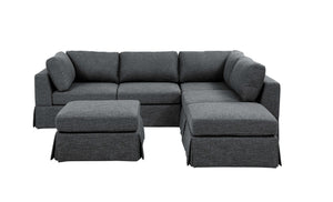 English Elm 6-Piece Upholstered Sectional Sofa - Versatile Modular Design For Cozy Family Spaces & Easy Maintenance B343S00017