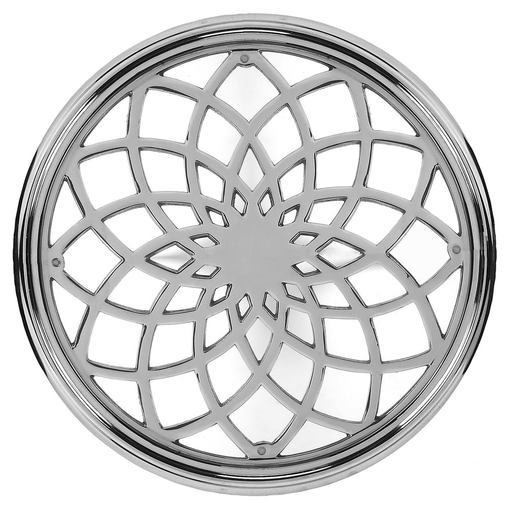 Homeroots 26" Silver Aluminum Open Lattice Round Top End Table   476023