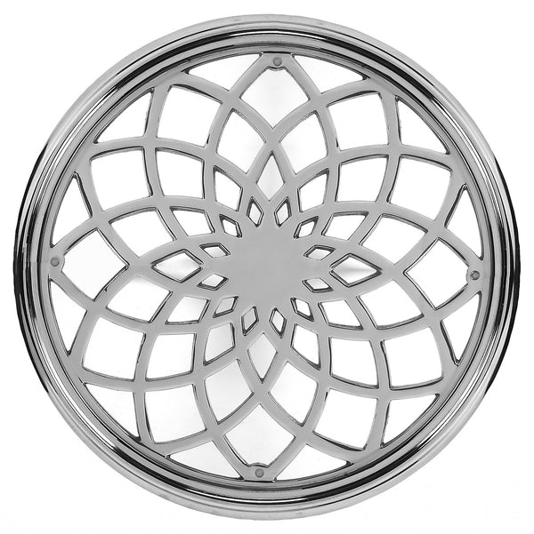 Homeroots 26" Silver Aluminum Open Lattice Round Top End Table   476023