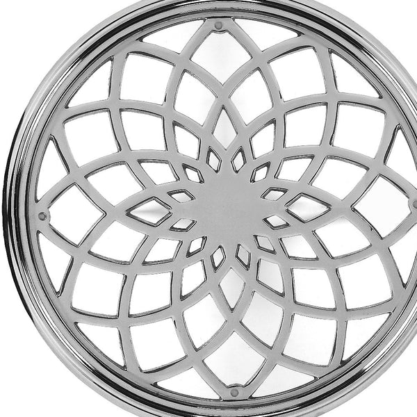 Homeroots 26" Silver Aluminum Open Lattice Round Top End Table   476023