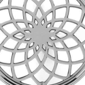 Homeroots 26" Silver Aluminum Open Lattice Round Top End Table   476023