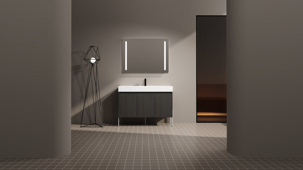 English Elm 48" Freestanding Bathroom Vanity with Resin Sink and Spacious Cabinet, Soft-Close Doors, Durable Finish Dark Oak W1972S00015