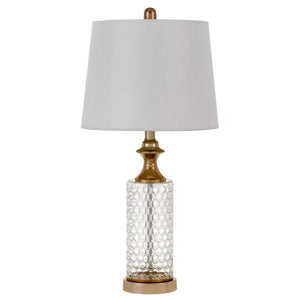 Homeroots Set Of Two 27" Glass Honeycomb And Rose Gold Table Lamps   476134