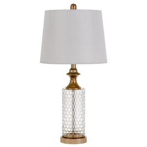 Homeroots Set Of Two 27" Glass Honeycomb And Rose Gold Table Lamps   476134