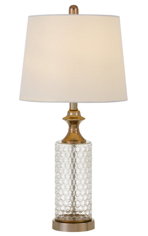 Homeroots Set Of Two 27" Glass Honeycomb And Rose Gold Table Lamps   476134