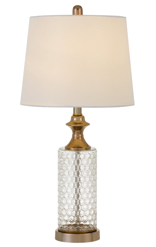 Homeroots Set Of Two 27" Glass Honeycomb And Rose Gold Table Lamps   476134