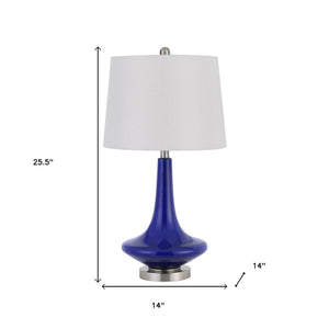 HomeRoots Set of Two 26" Silver Metal Bedside Table Lamps with White Globe Shade for Modern Elegance & Style 476135
