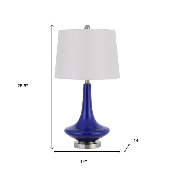 HomeRoots Set of Two 26" Silver Metal Bedside Table Lamps with White Globe Shade for Modern Elegance & Style 476135