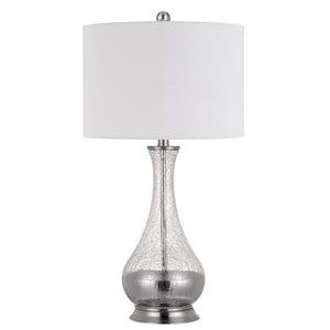 Homeroots Set Of Two 27" Glass And Steel Table Lamps   476139