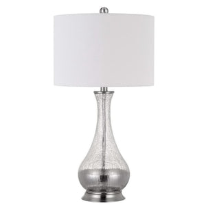 Homeroots Set Of Two 27" Glass And Steel Table Lamps   476139