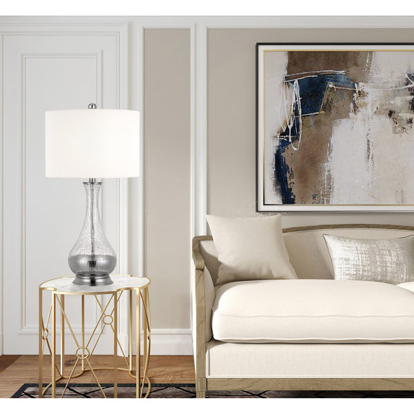 Homeroots Set Of Two 27" Glass And Steel Table Lamps   476139