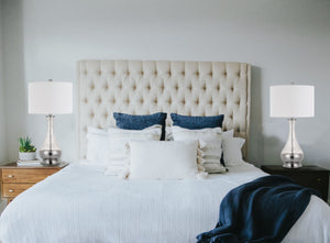 Homeroots Set Of Two 27" Glass And Steel Table Lamps   476139