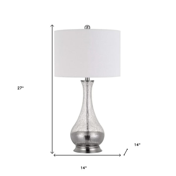 Homeroots Set Of Two 27" Glass And Steel Table Lamps   476139