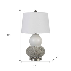 HomeRoots Set of Two 24" Silver Metal Desk Lamps with White Globe Shade - Modern Style for Any Space 476142