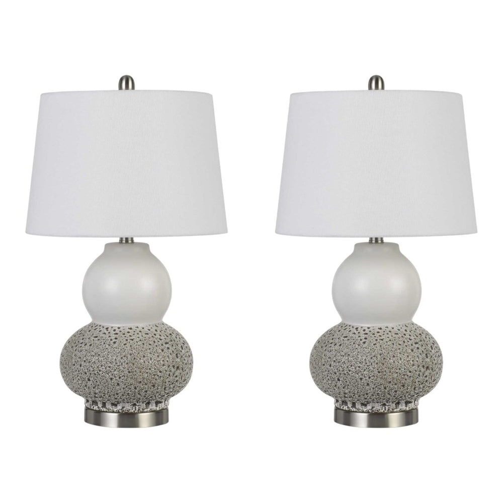 HomeRoots Set of Two 24" Silver Metal Desk Lamps with White Globe Shade - Modern Style for Any Space 476142
