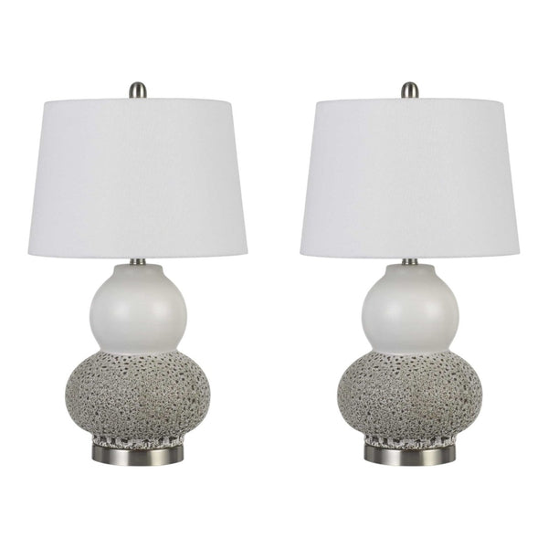 HomeRoots Set of Two 24" Silver Metal Desk Lamps with White Globe Shade - Modern Style for Any Space 476142