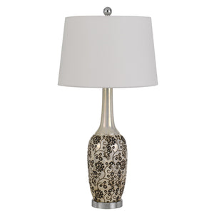 Homeroots Set Of Two 30" Silver Metal Two Light Bedside Table Lamps With White Globe Shade  Metal 476144