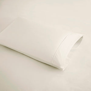 English Elm 4-piece Queen Sateen Cotton Blend Sheet Set for Cool Breathable Sleep Year Round Ivory B035P437441