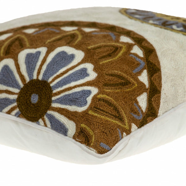 Homeroots 20" Beige And Brown Cotton Throw Pillow - Soft, Durable Accent For Chairs, Sofas, And Beds   476166